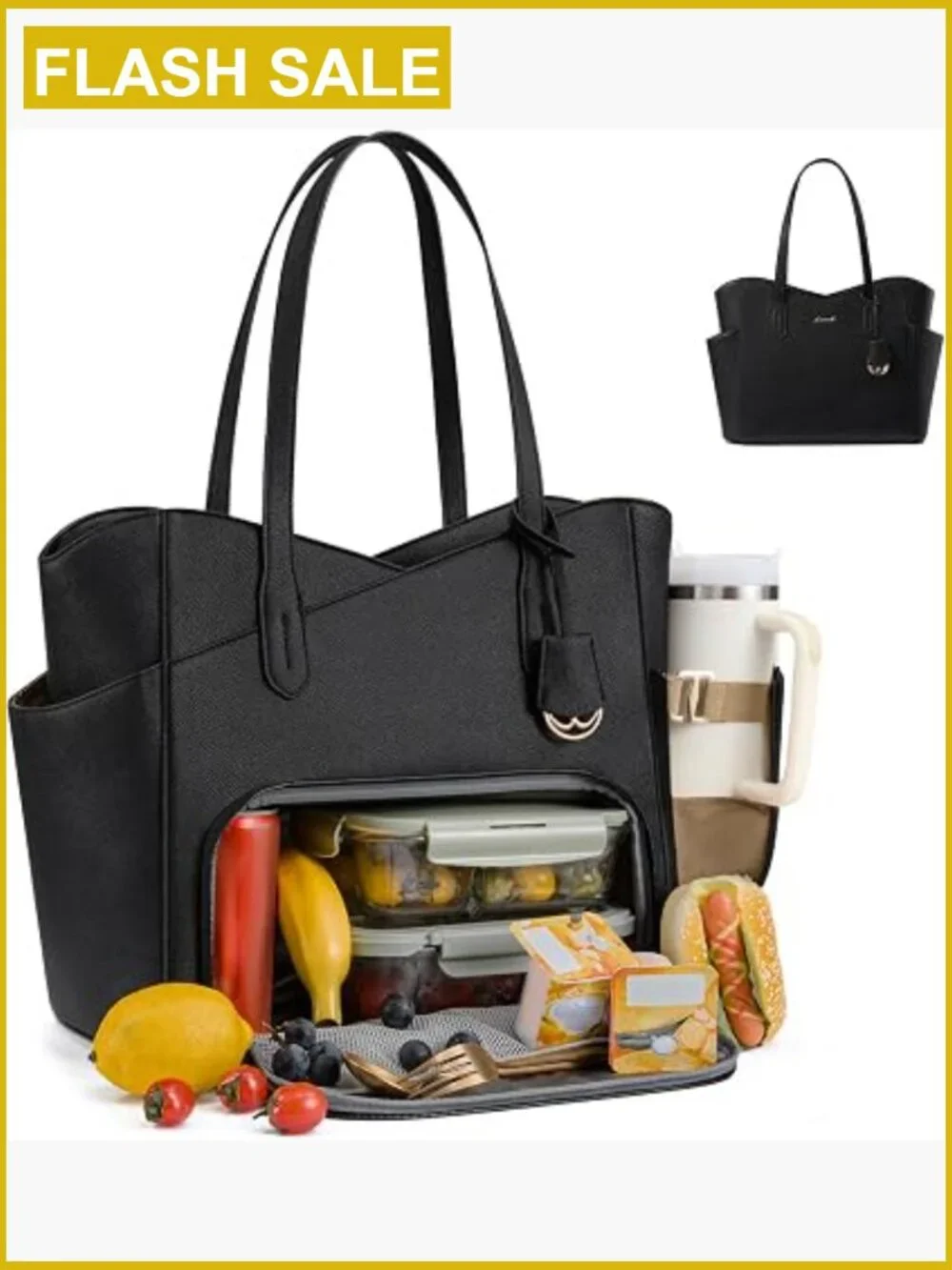 2-in-1 Insulated Lunch Tote with Laptop Sleeve, Waterproof, 20L, for Work/Travel
